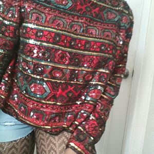 Papell Boutique Evening Sequin Beaded Jacket